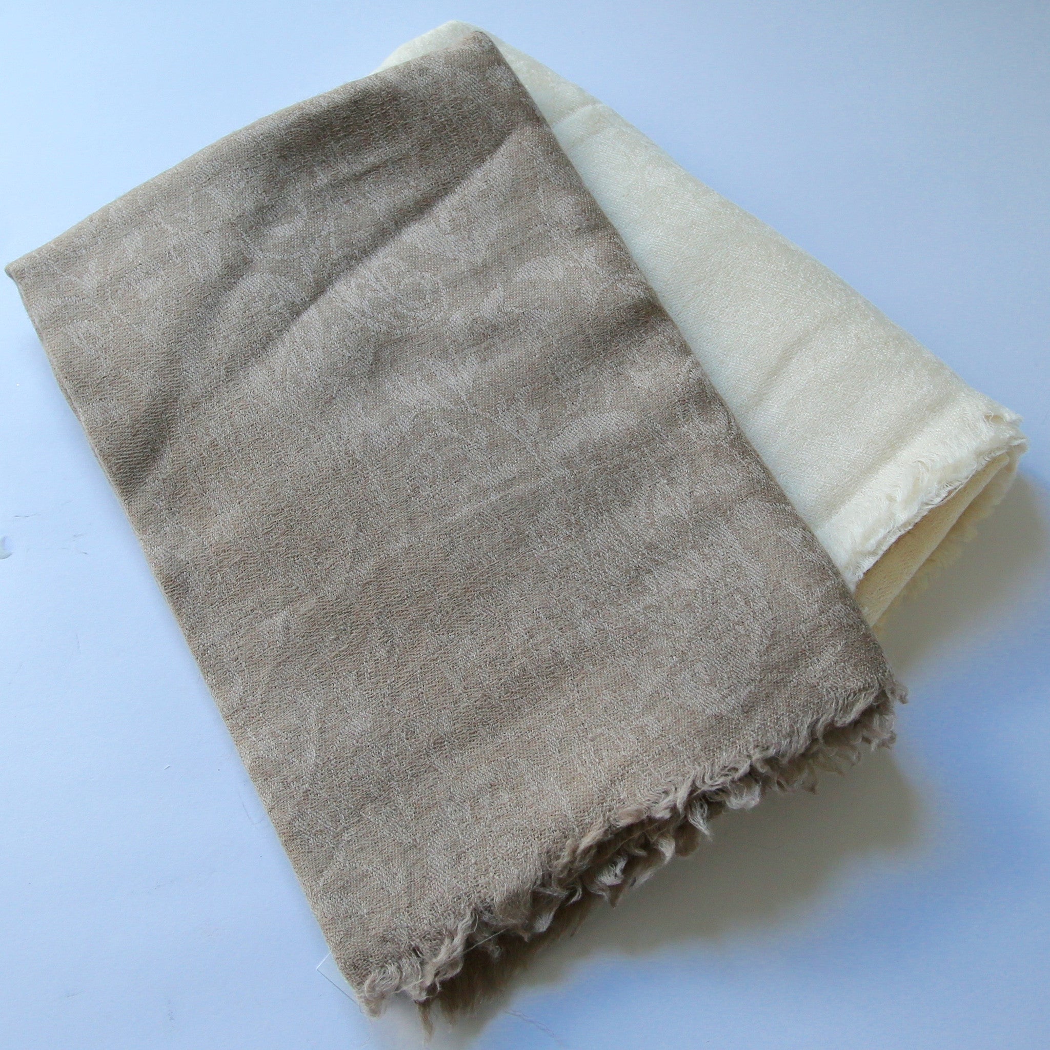Ladakhi Pashmina Shawls - Damask Natural Colours
