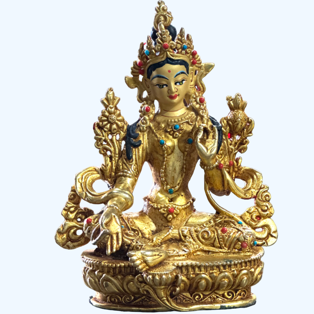 Green Tara 5 Inch Gold Statue