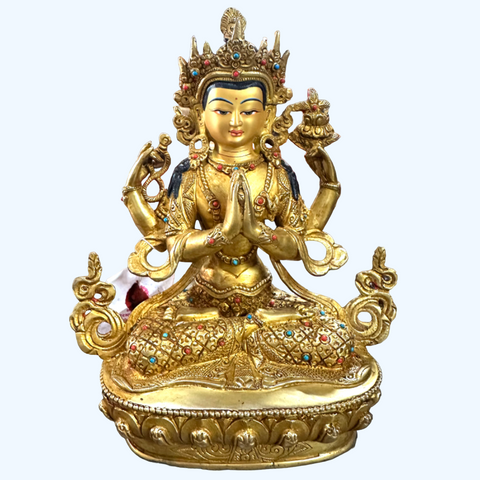 Chenrezig 8 Inch Gold Statue