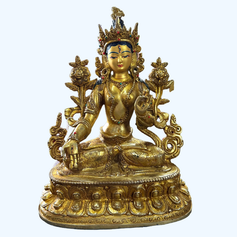 White Tara 8.5 Inch Gold Statue