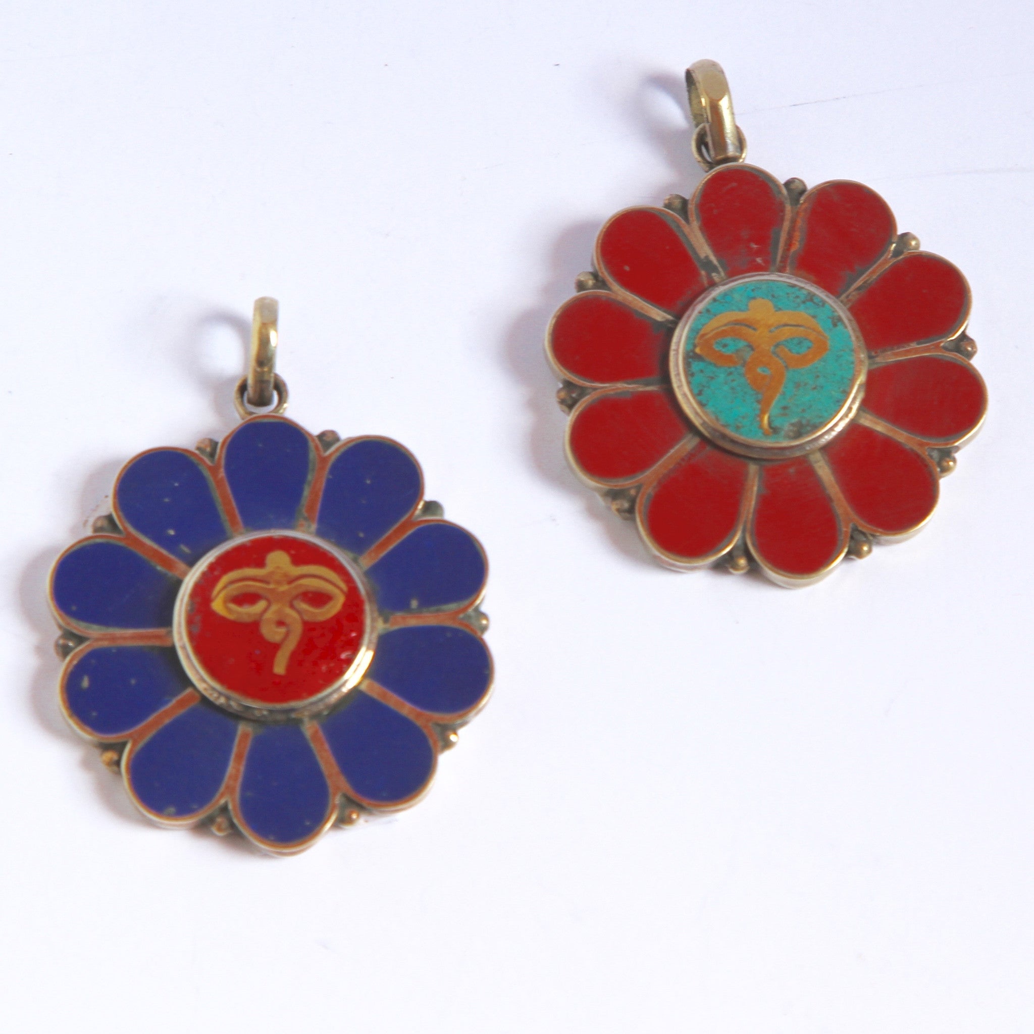 Flowers with Buddha Eyes Pendants