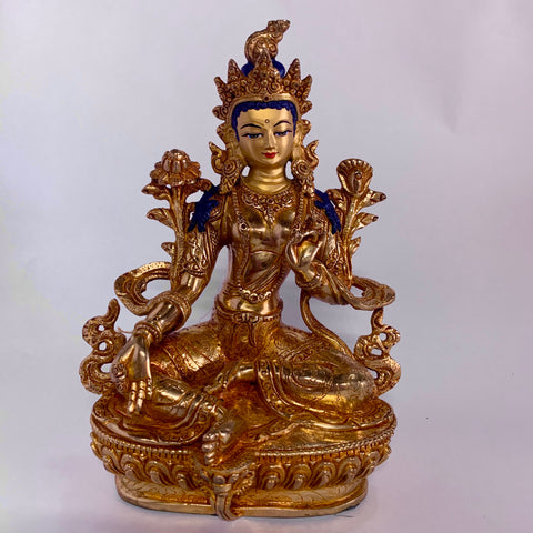 Green Tara 9 Inch Gold Statue