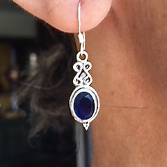 Sterling Silver  Dewdrop with Semi-Precious Stone Drop Earrings