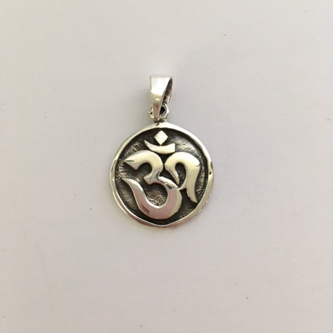 Sterling Silver Sanskrit "OM" Round Pendant