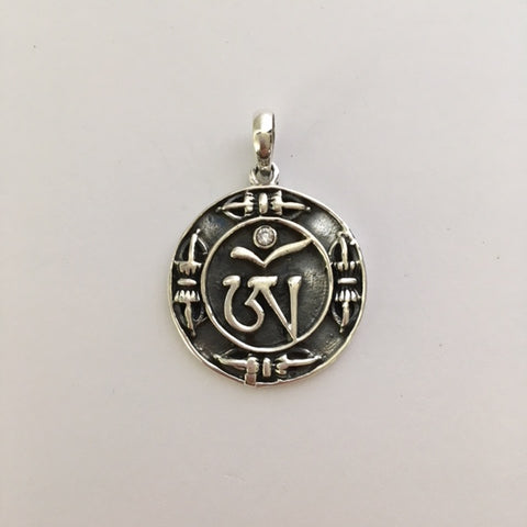 Sterling Silver Tibetan "OM" Round Pendant